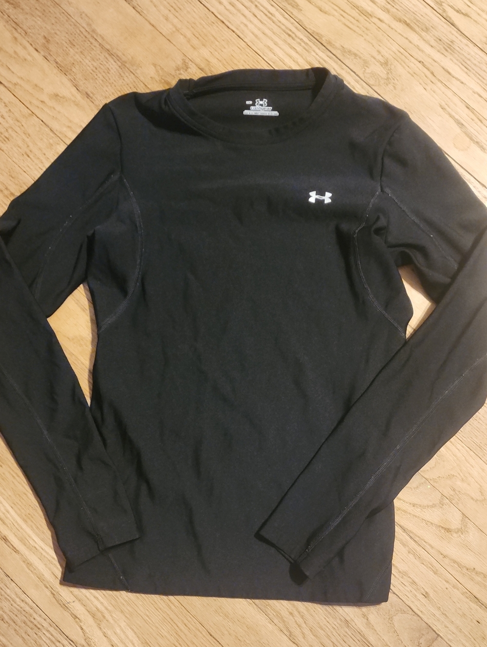 Under Armour Black Long-Sleeve Performance Top with White Logo